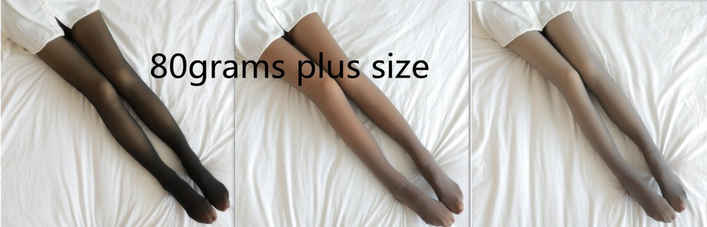 Fake Translucent plus Size Leggings Fleece Lined Tights Fall and Winter Warm Fleece Pantyhose Women Fleece Lined Pantyhose Thermal Winter Tights